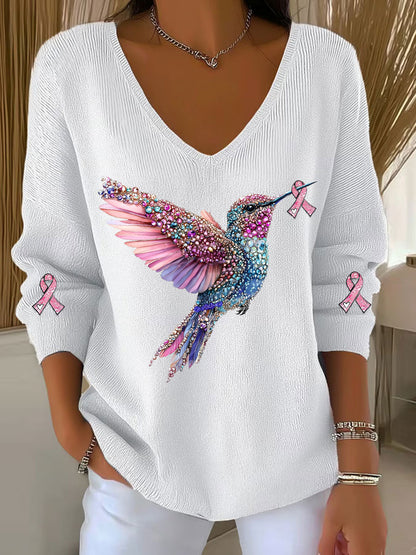 La conciencia del cáncer de mama de las mujeres colibrí Imprimir Casual Top