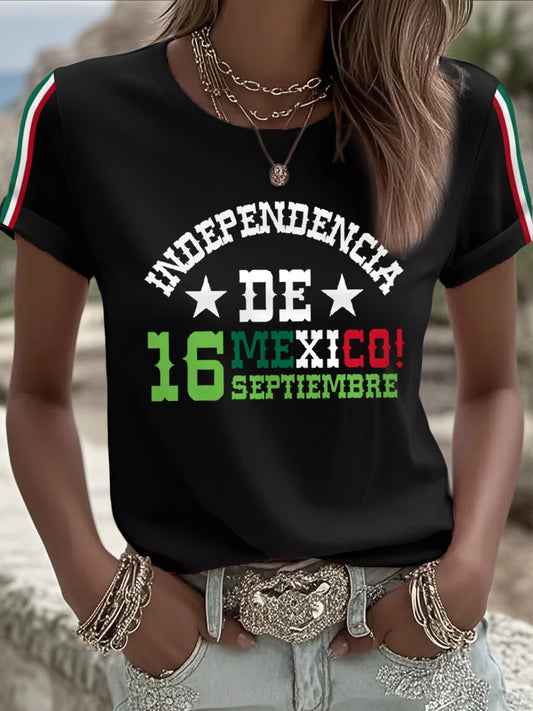 Camiseta casual para mujer del Día de la Independencia Mexicana