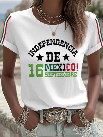Camiseta casual para mujer del Día de la Independencia Mexicana