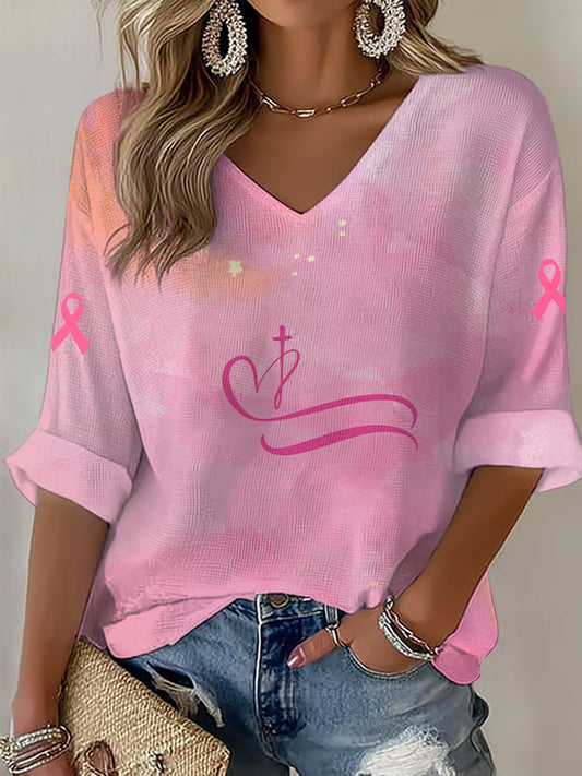 Top de manga larga para mujer Breast Cancer Awareness