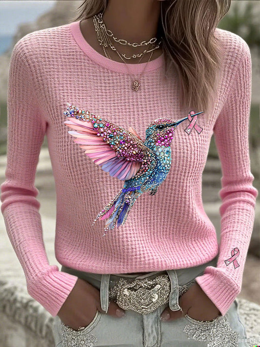 Top Casual con Estampado de Cinta Rosa para Mujer