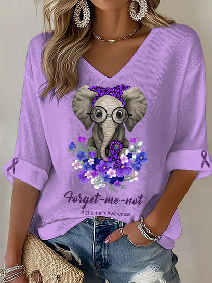 Tops de mujer con cuello en V Alzheimer's Elephant