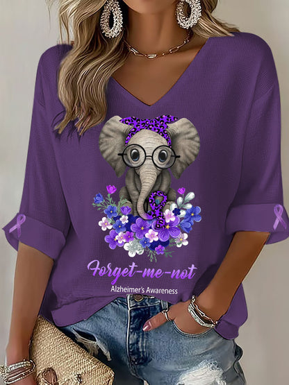 Tops de mujer con cuello en V Alzheimer's Elephant