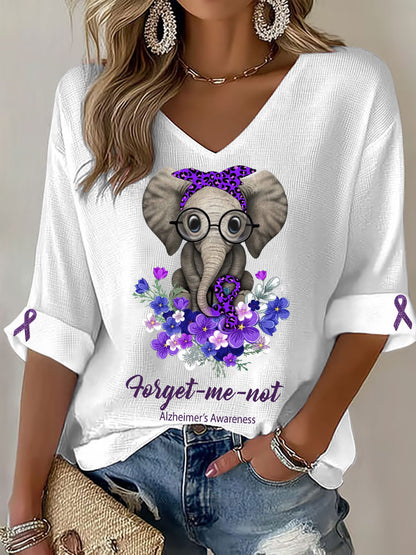Tops de mujer con cuello en V Alzheimer's Elephant