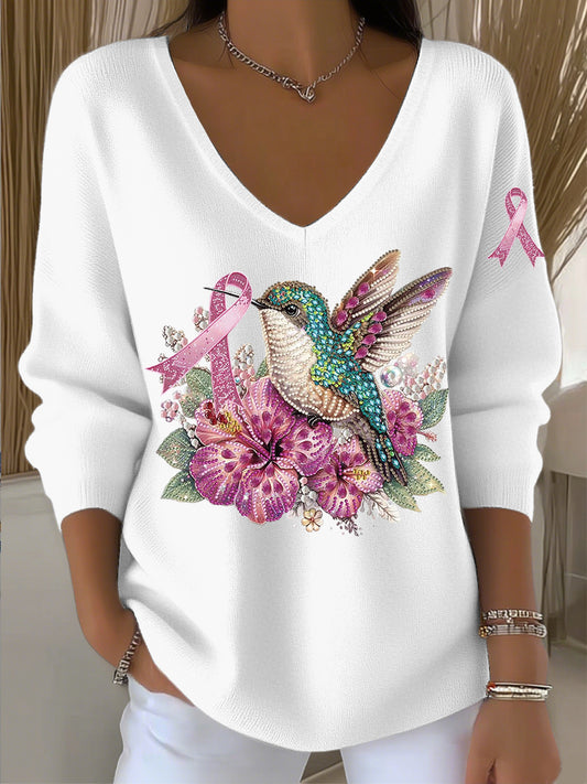 Suéter casual acanalado Hummingbird de las mujeres