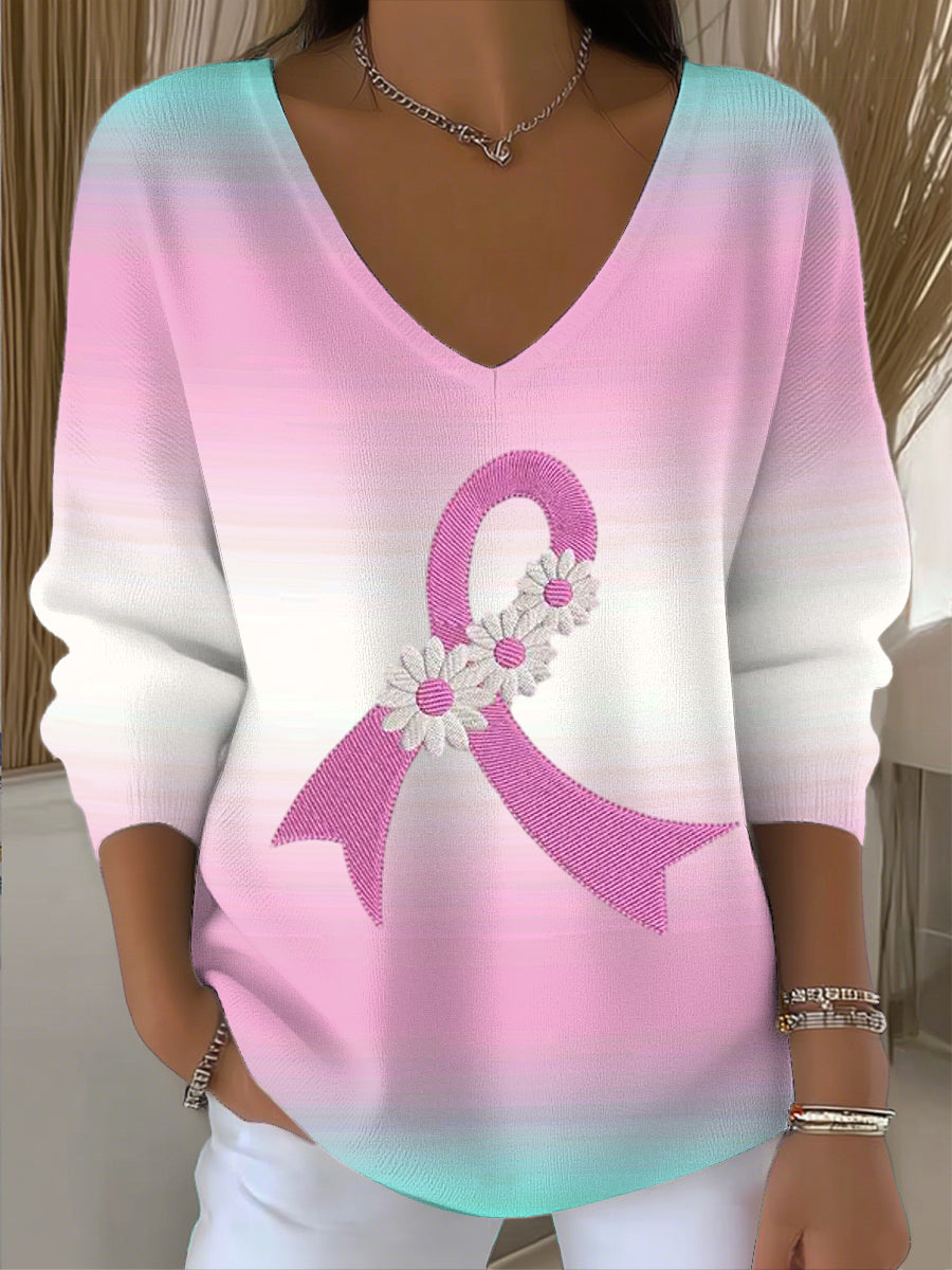 Suéter Casual de mujer Pink Ribbon