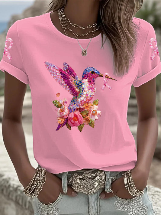 Camiseta impresa cáncer de pecho de las mujeres