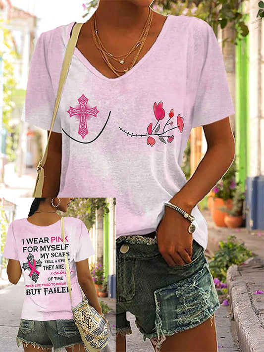 La conciencia del cáncer de mama de las mujeres que uso rosa para mí imprimir camiseta casual