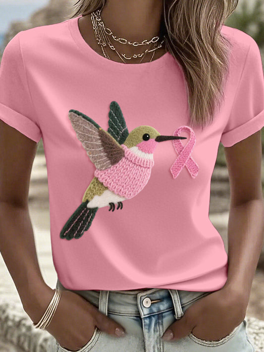 Felt Art Hummingbird Pattern Camiseta para mujer
