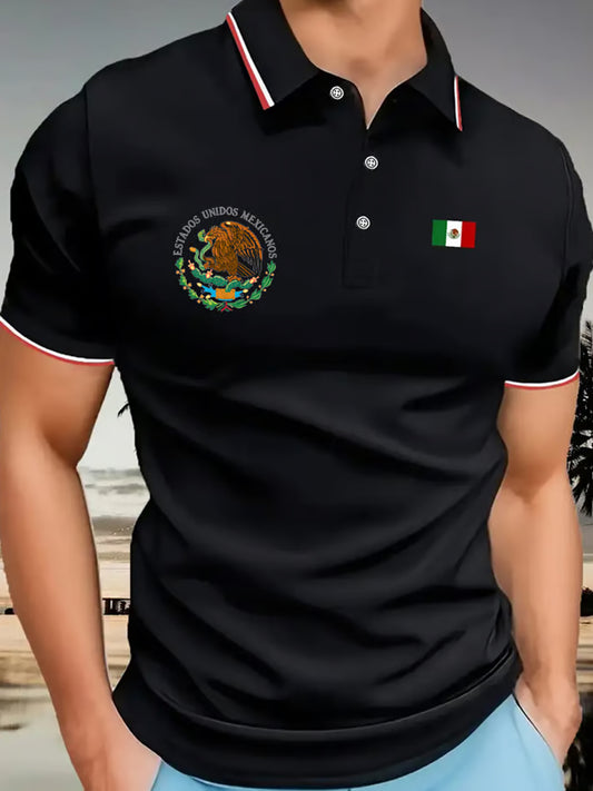 Polo con estampado mexicano retro ¡Viva México para hombre