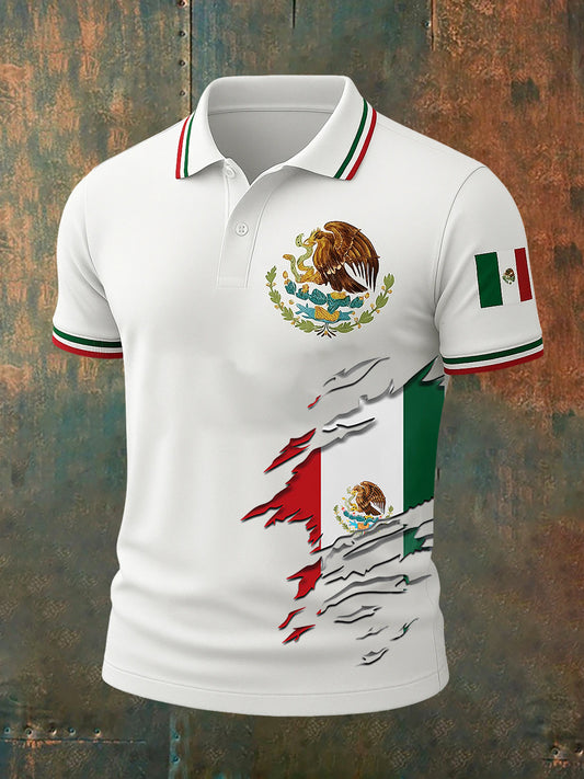 Polo con estampado mexicano retro ¡Viva México para hombre