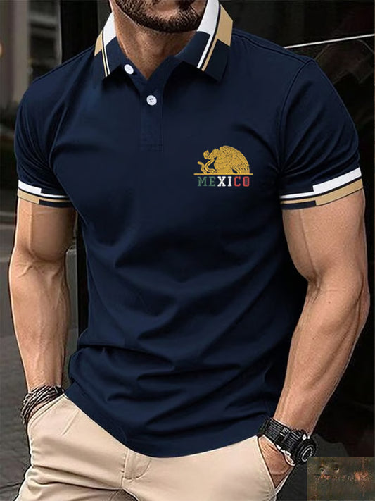 Polo con estampado mexicano retro ¡Viva México para hombre
