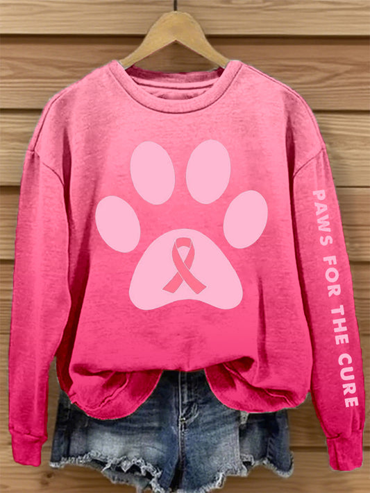 Mujer Pink Paw Print Breast Cancer Awareness Sudadera