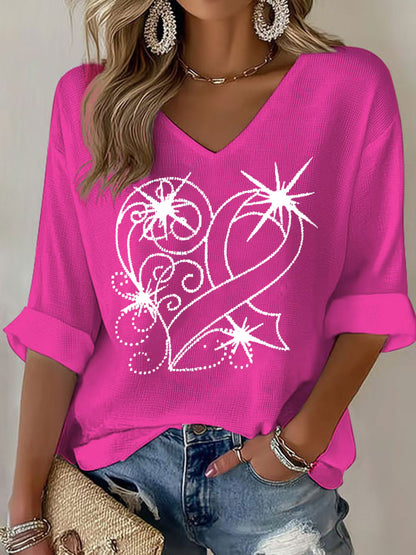 Conciencia del cáncer de mama de las mujeres Pink Ribbon Print camiseta casual