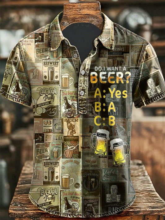 Camisa divertida de la manga corta del amante de la cerveza de los hombres