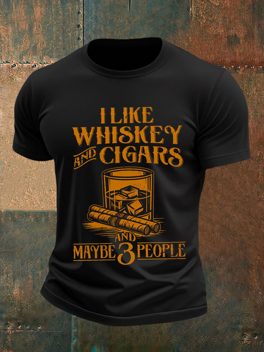 Camiseta de manga corta I Like Whiskey And Cigars And Maybe 3 People para hombre