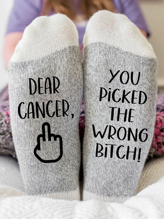 Hey cáncer que escogió la perra equivocada calcetines unisex
