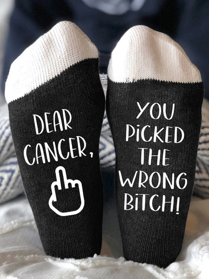 Hey cáncer que escogió la perra equivocada calcetines unisex