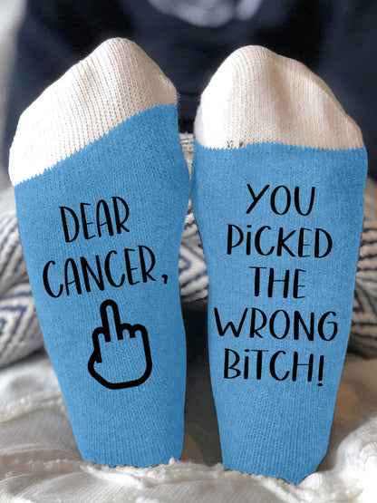 Hey cáncer que escogió la perra equivocada calcetines unisex