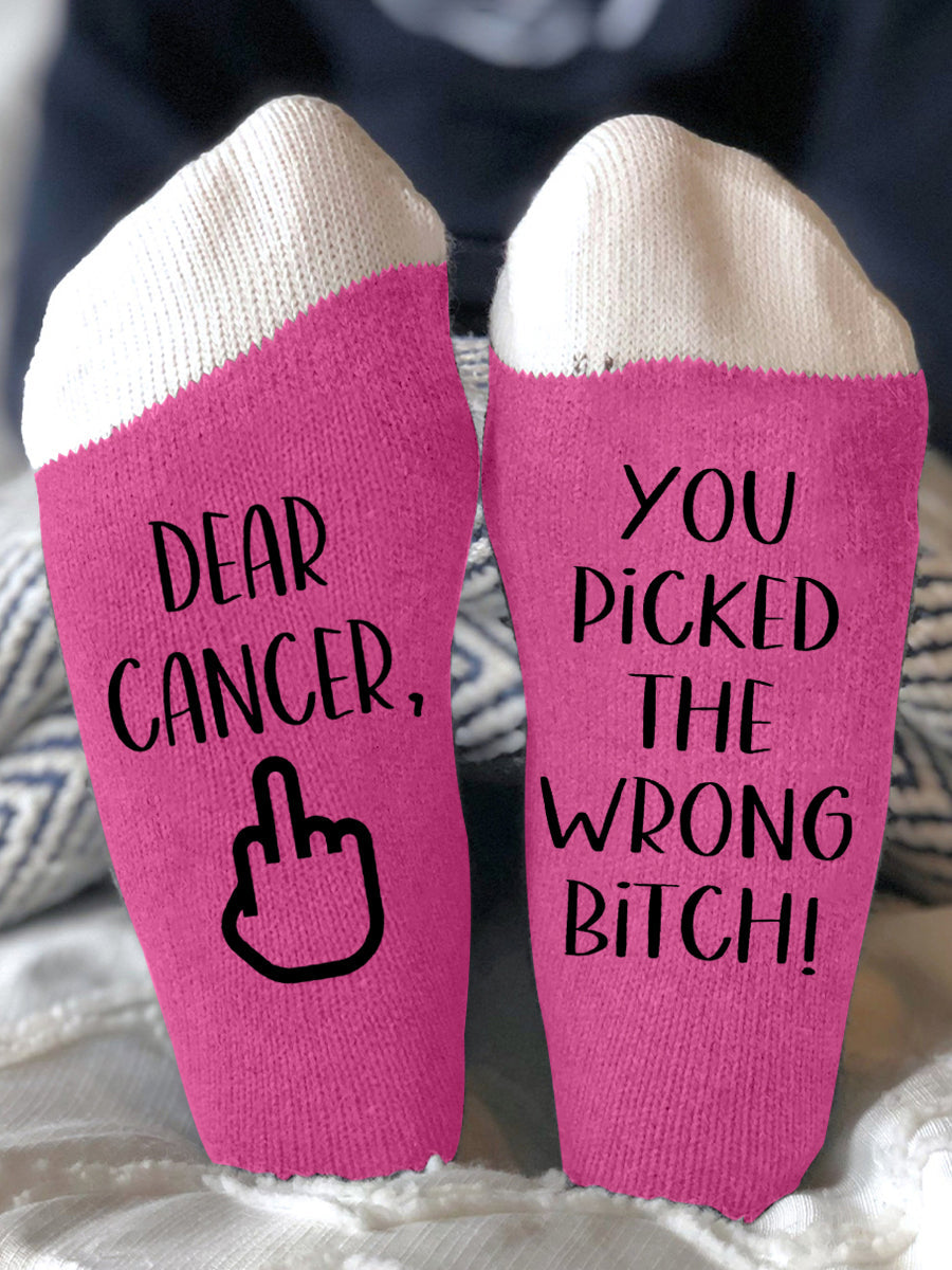 Hey cáncer que escogió la perra equivocada calcetines unisex