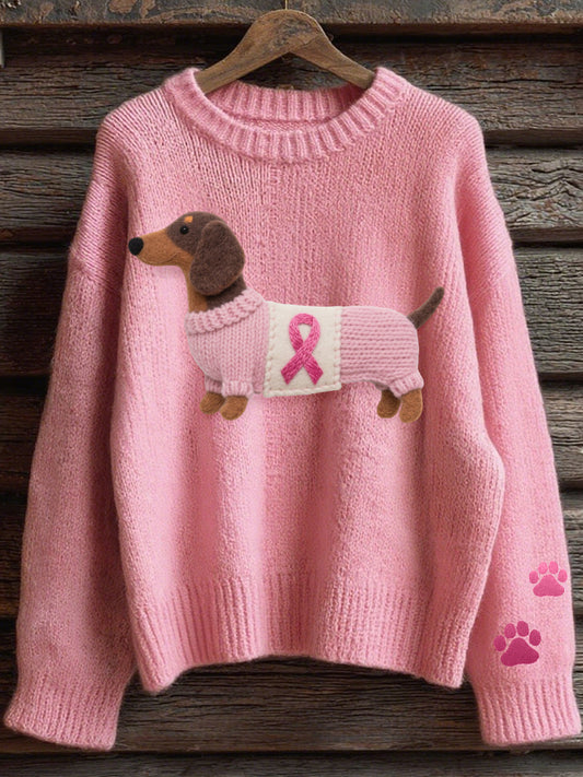 Encantador Dachshund Patrón Cozy Knit Sweater de mujer