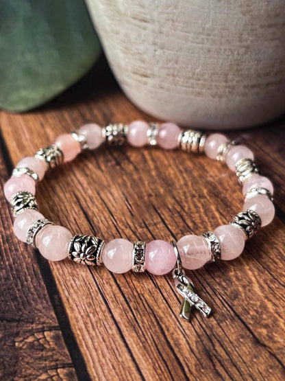 Pulsera de cuentas inspirada en la conciencia del cáncer de mama