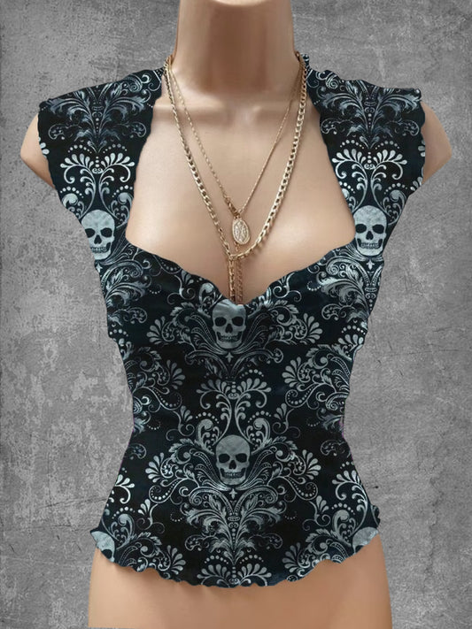 Vintage Punk Art Print V-Cuello Salón Top