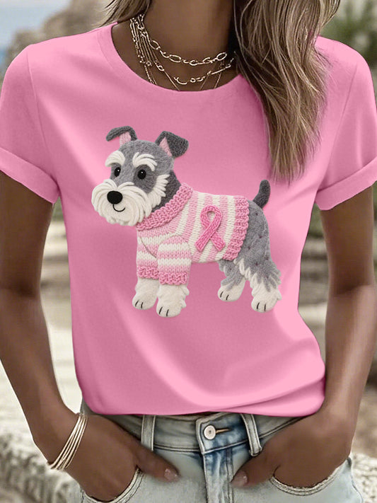 Felt Art Schnauzer Dog Pattern Camiseta para mujer