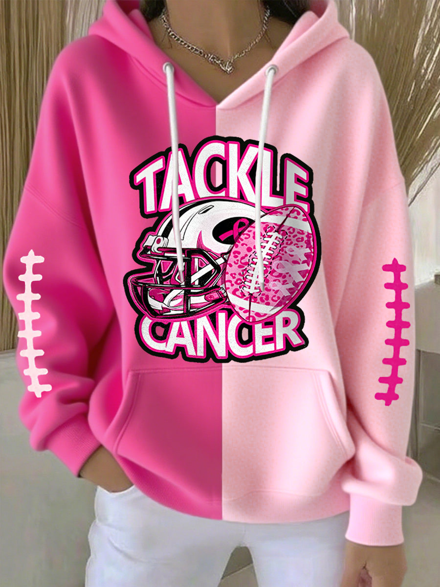 Sudadera con capucha de apoyo de concientización sobre el cáncer de mama Gameday fútbol de las mujeres contra el cáncer de mama