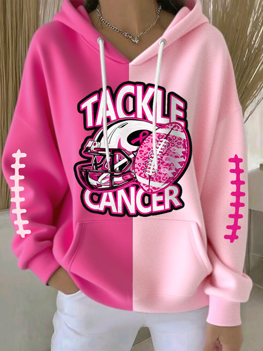 Sudadera con capucha de apoyo de concientización sobre el cáncer de mama Gameday fútbol de las mujeres contra el cáncer de mama