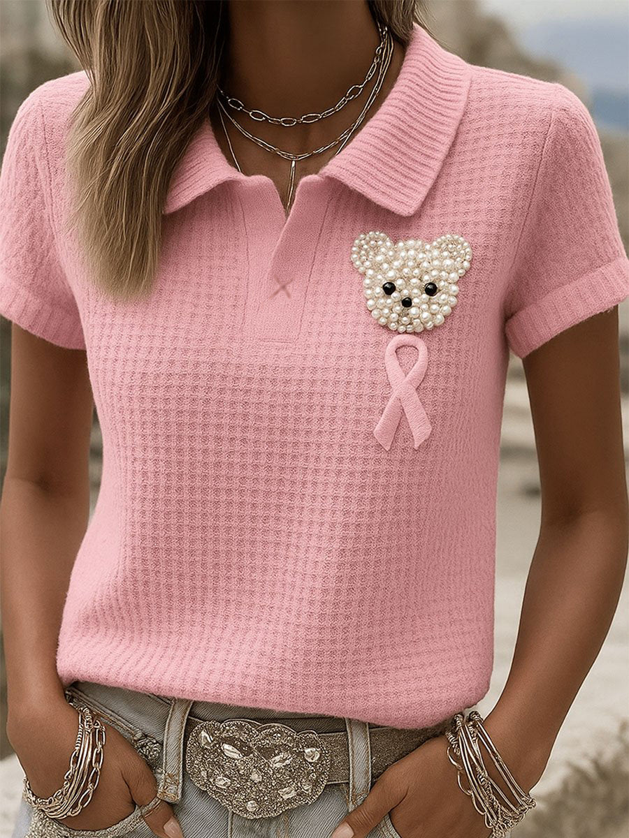 Camiseta del oso del cáncer de pecho de las mujeres