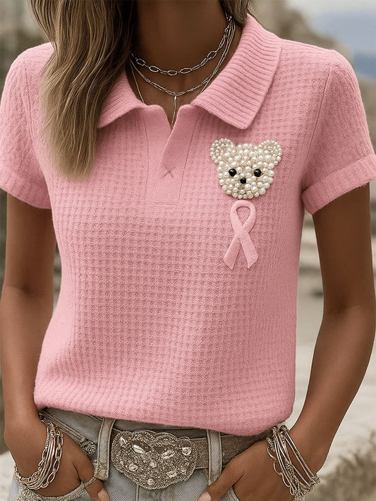 Camiseta del oso del cáncer de pecho de las mujeres