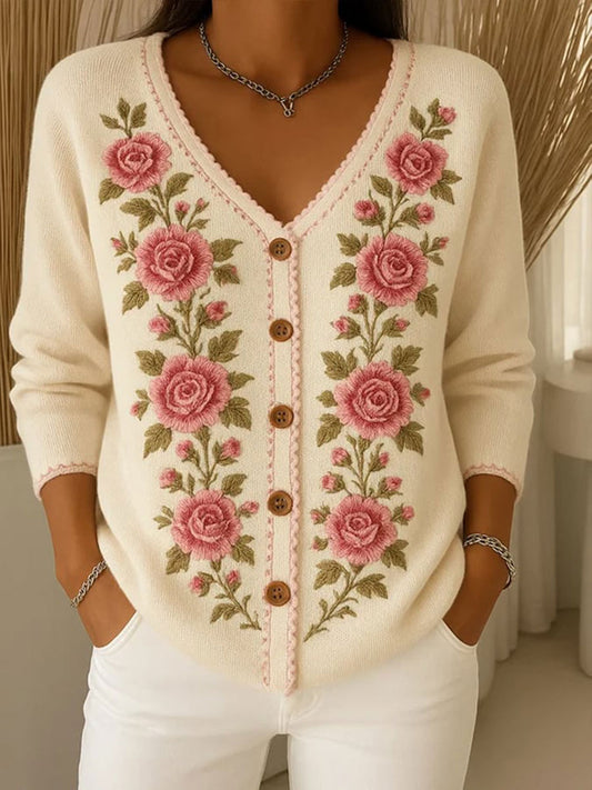 Cardigan Floral Rosa de Cáncer de Mama para Mujer