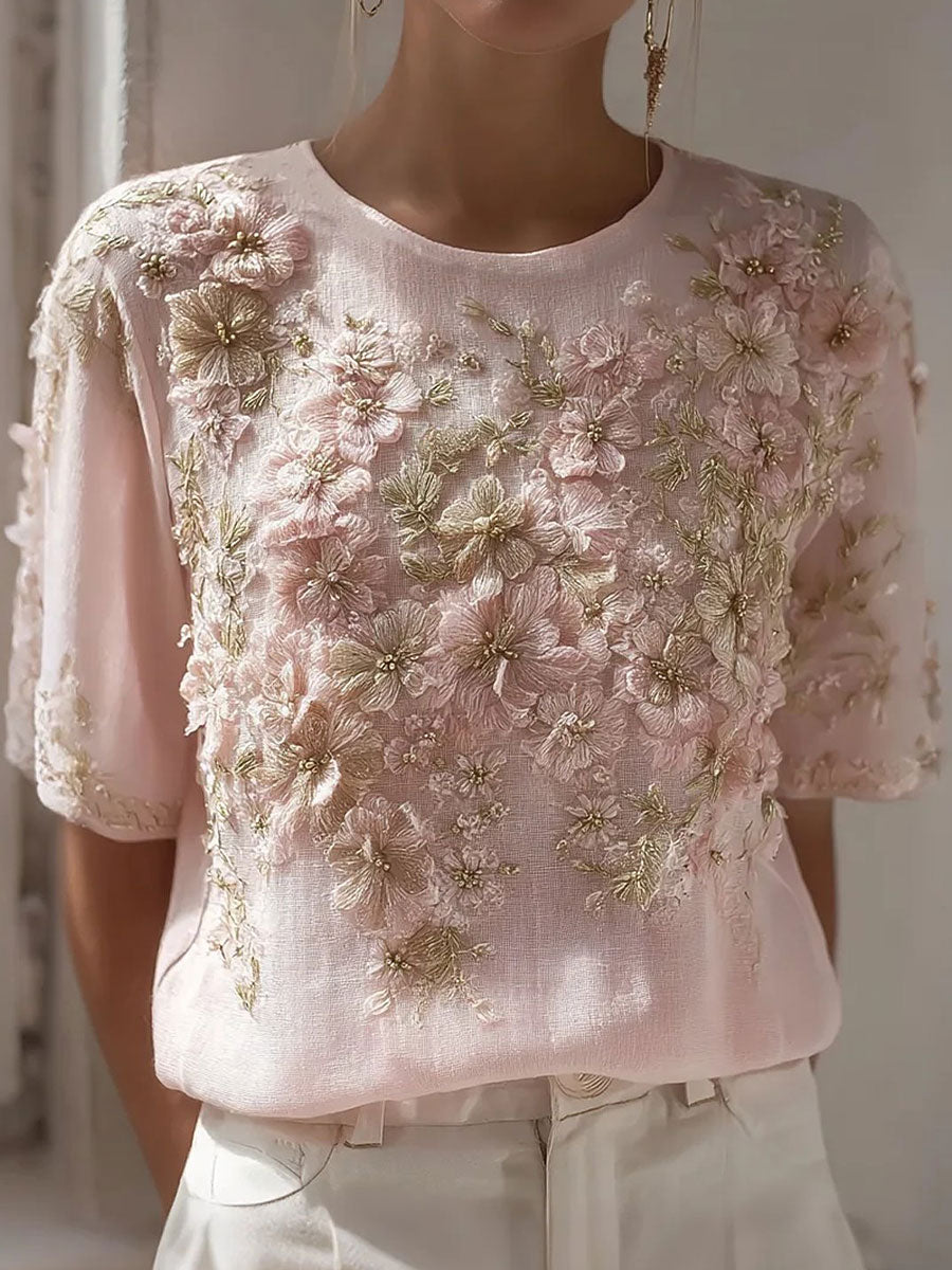 Tops florales rosados del cáncer de pecho de las mujeres