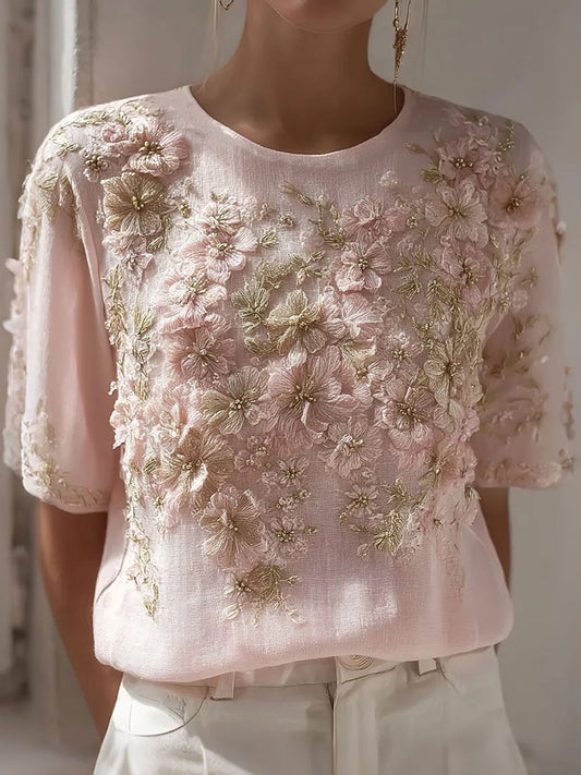 Tops florales rosados del cáncer de pecho de las mujeres