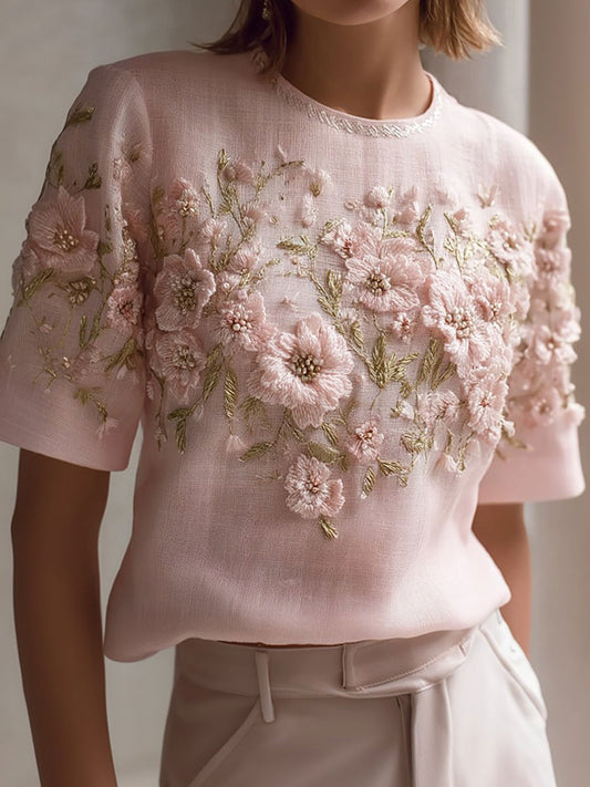 Tops florales rosados del cáncer de pecho de las mujeres
