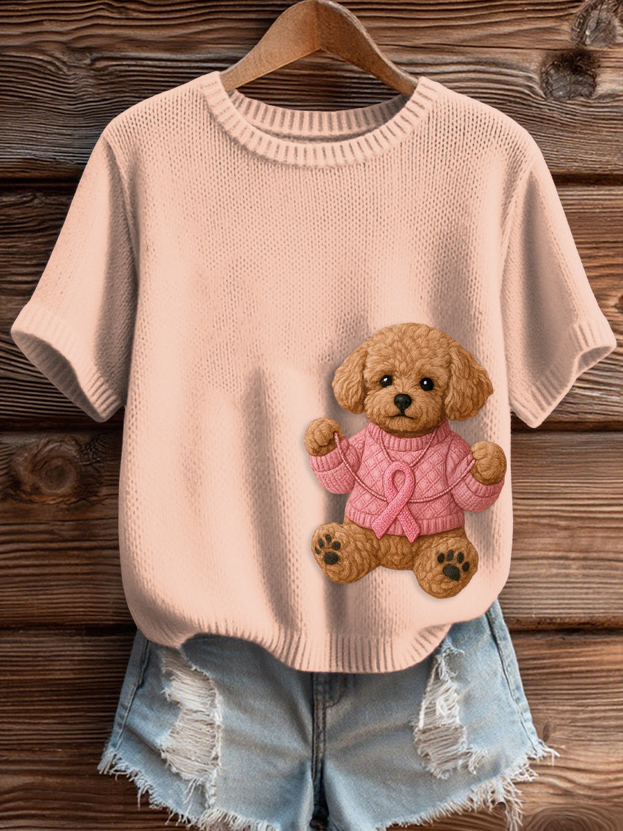 Mujer Pink Breast Cancer Awareness Print Knit Sweater