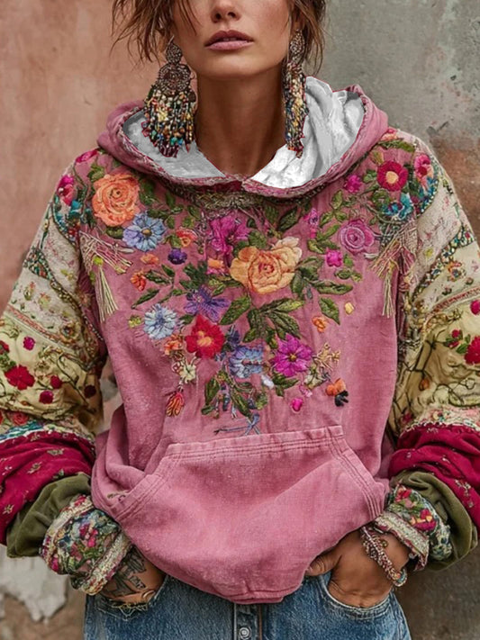 Conciencia del cáncer de mama de las mujeres Floral Art Sudadera con capucha