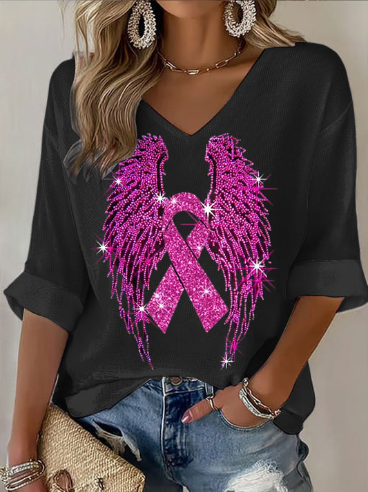 Mujer Breast Cancer Awareness V-Neck Top