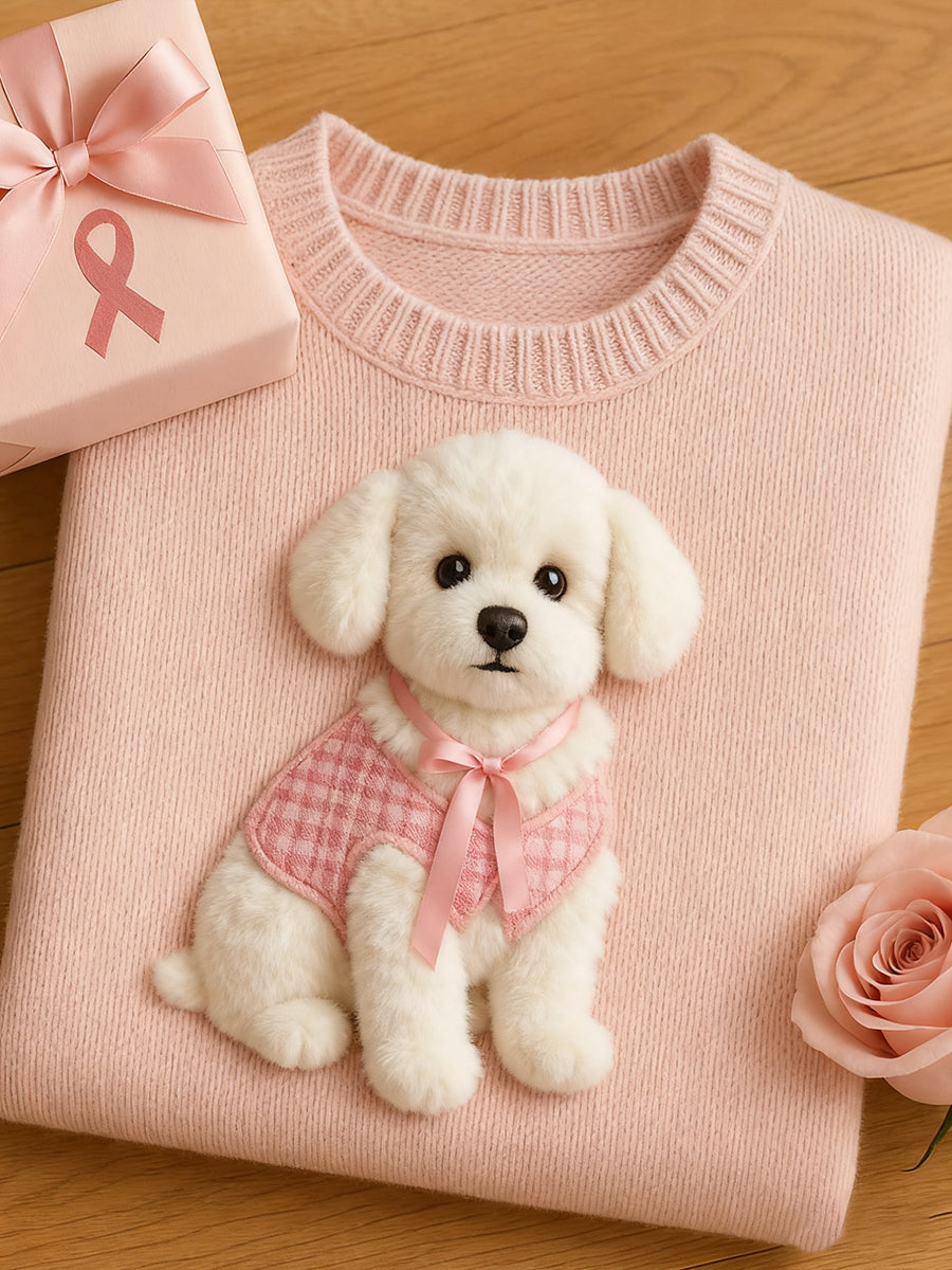 Mujer Artístico Estampado Animal Cómodo Punto Manga Corta Top