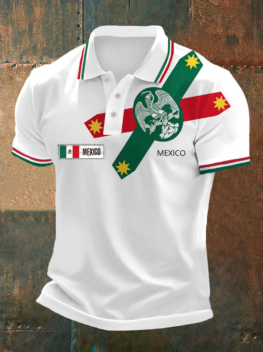 Día mexicano de los hombres elementos de la bandera muerta Retro Festival de negocios Casual Polo