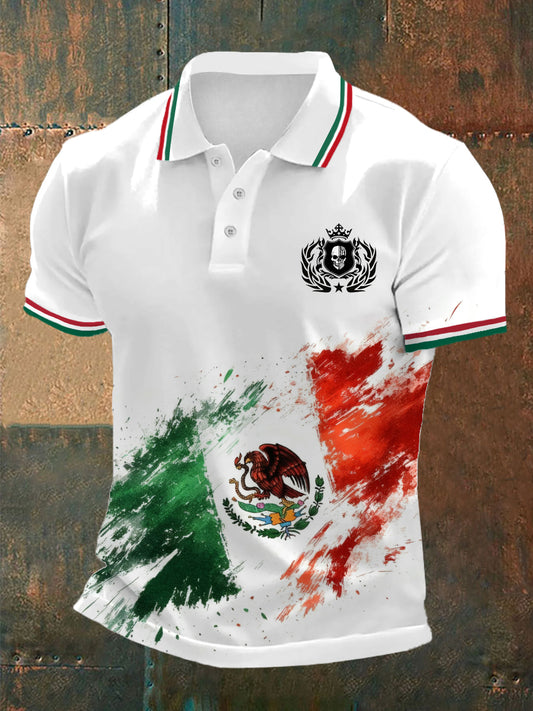 Día mexicano de los hombres elementos de la bandera muerta Retro Festival de negocios Casual Polo