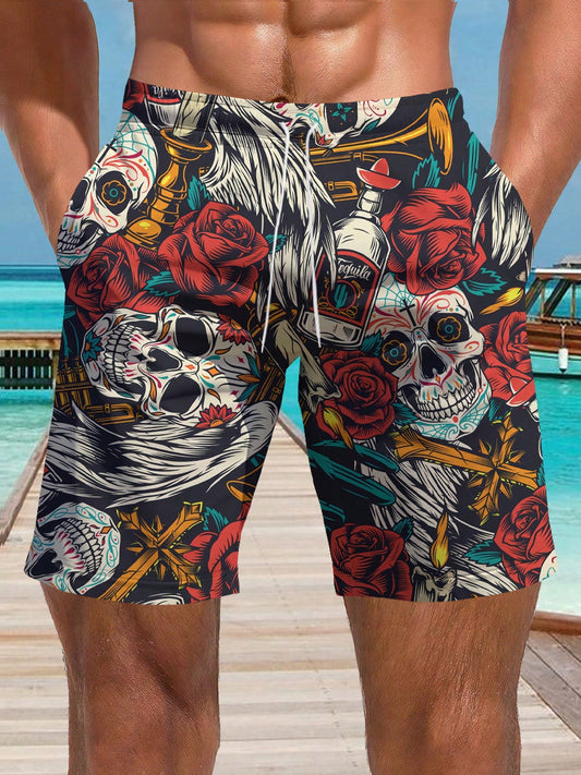 Pantalones cortos hawaianos de la playa del estilo de vacaciones de la impresión del arte de los hombres