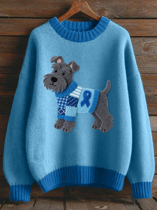 Precioso Schnauzer perro fieltro patrón acogedor suéter de punto