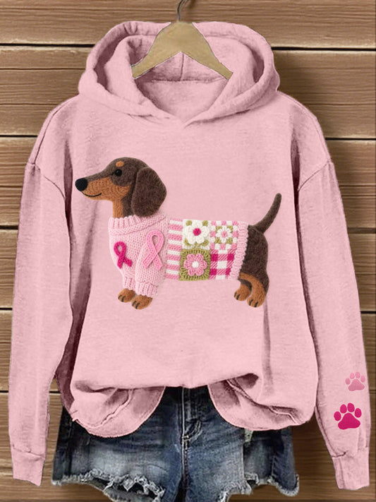 Felt Art Dachshund Pattern Sudadera con capucha para mujer