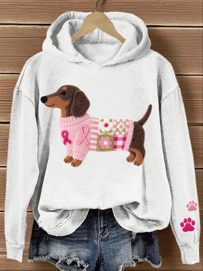Felt Art Dachshund Pattern Sudadera con capucha para mujer