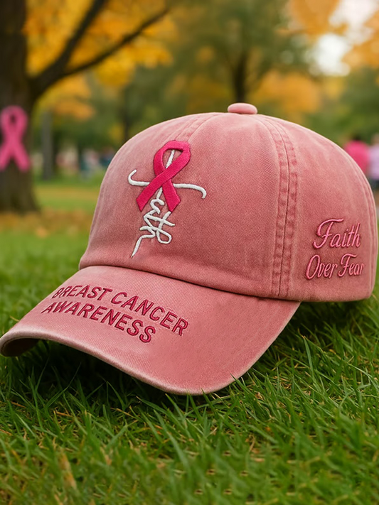 Conciencia del cáncer de mama Pink Ribbon Print Unisex Sombrero