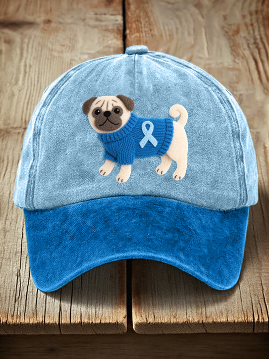 Unisex Fieltro Arte Pug Patrón Sombrero