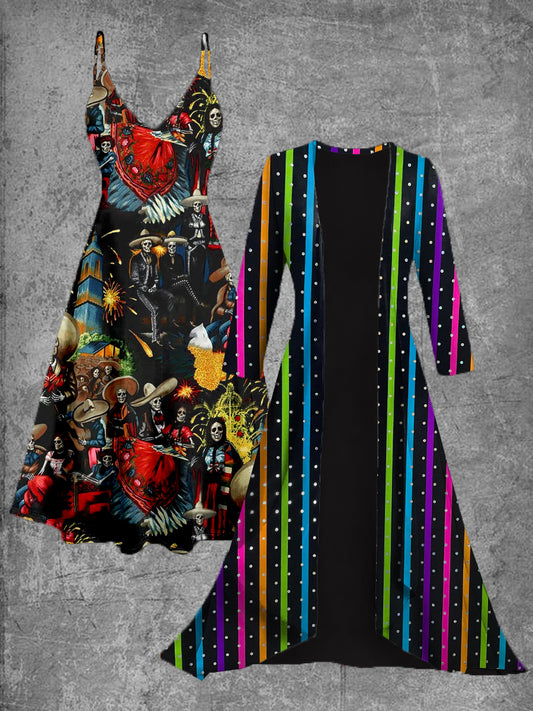 Vestido de dos piezas Midi Vintage flores mexicanas Art Print Slip Dress