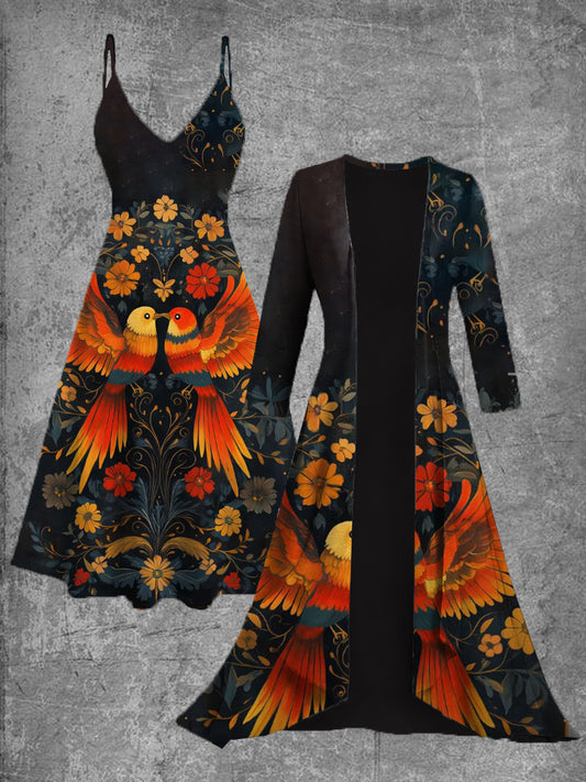 Vestido de dos piezas Midi Vintage flores mexicanas Art Print Slip Dress